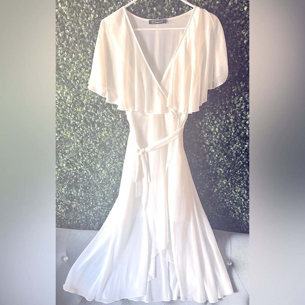 White Flowy Midi Dress